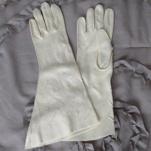 vintage creamy white felted wool gloves